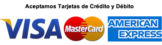 Aceptamos Tarjetas de Crédito y Débito Visa,  Master Card y American Express