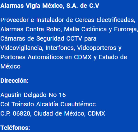 Dirección y Teléfono Alarmas y Cercas Electrificadas en CDMX